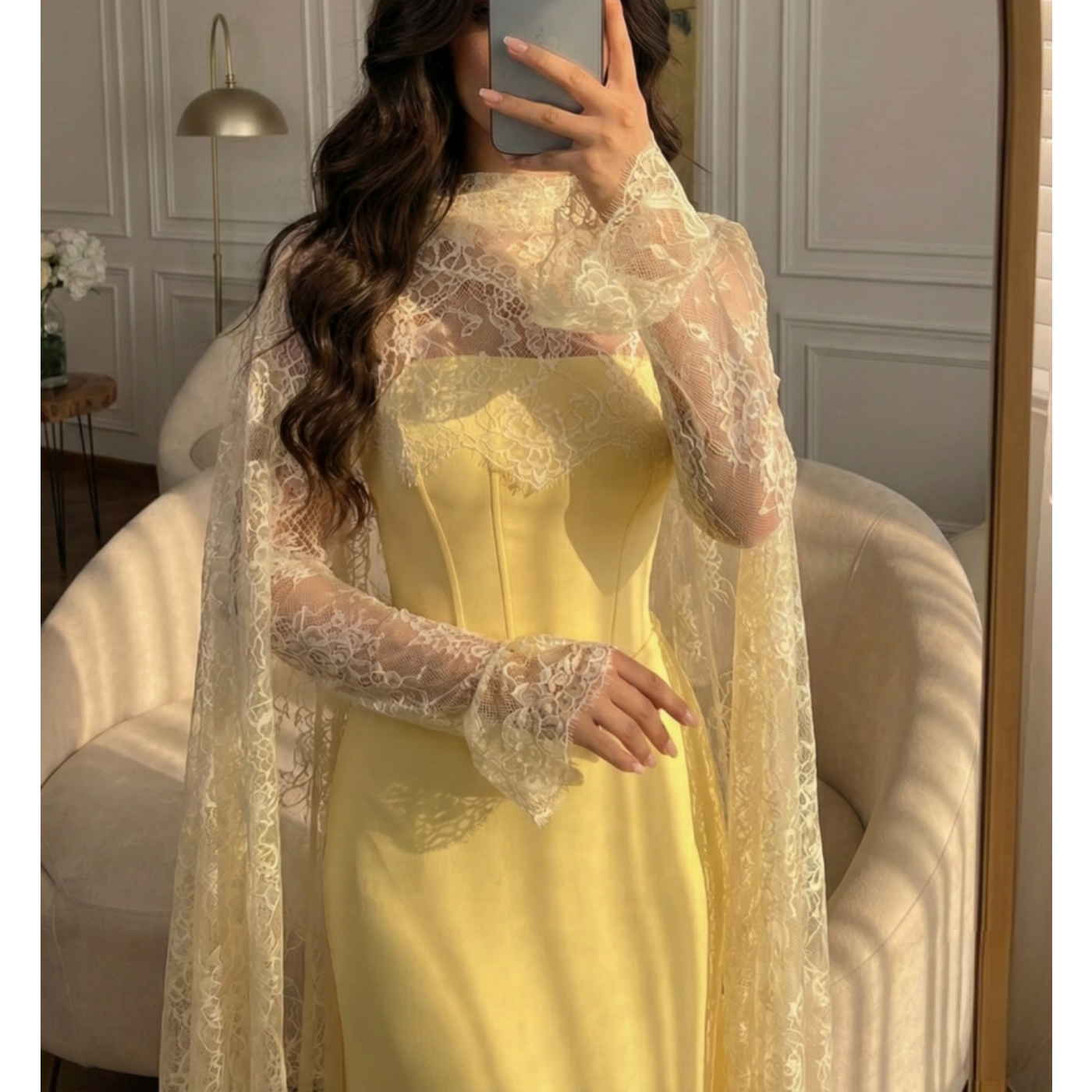 Embroidery Yellow Dress - Yellow Lace Elegant Prom Dress Wedding