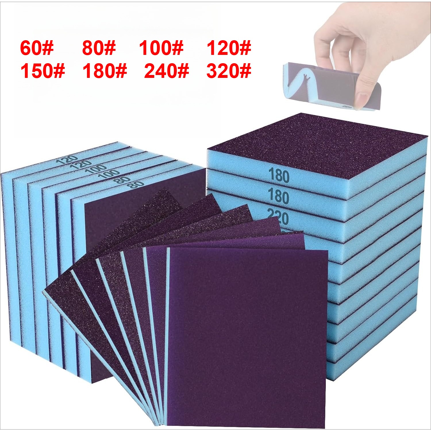 Embroidery Art Painting - 8Pack Double-Sided Sanding Sponge,Wet Dry Sanding
