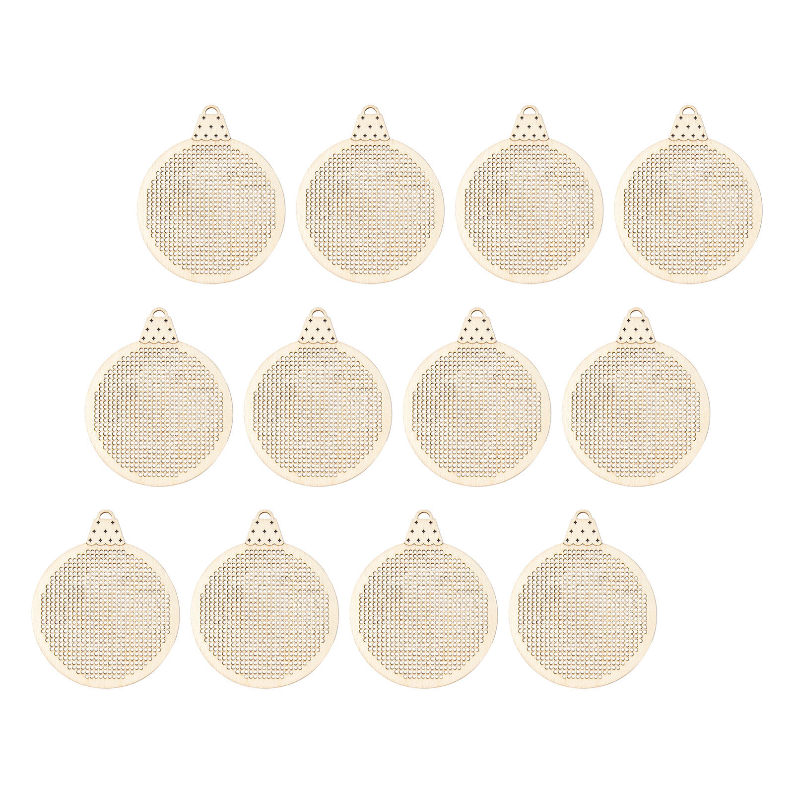 Embroidery Xmas Ornaments - 12Pcs Christmas Wooden Cross Stitch Chips