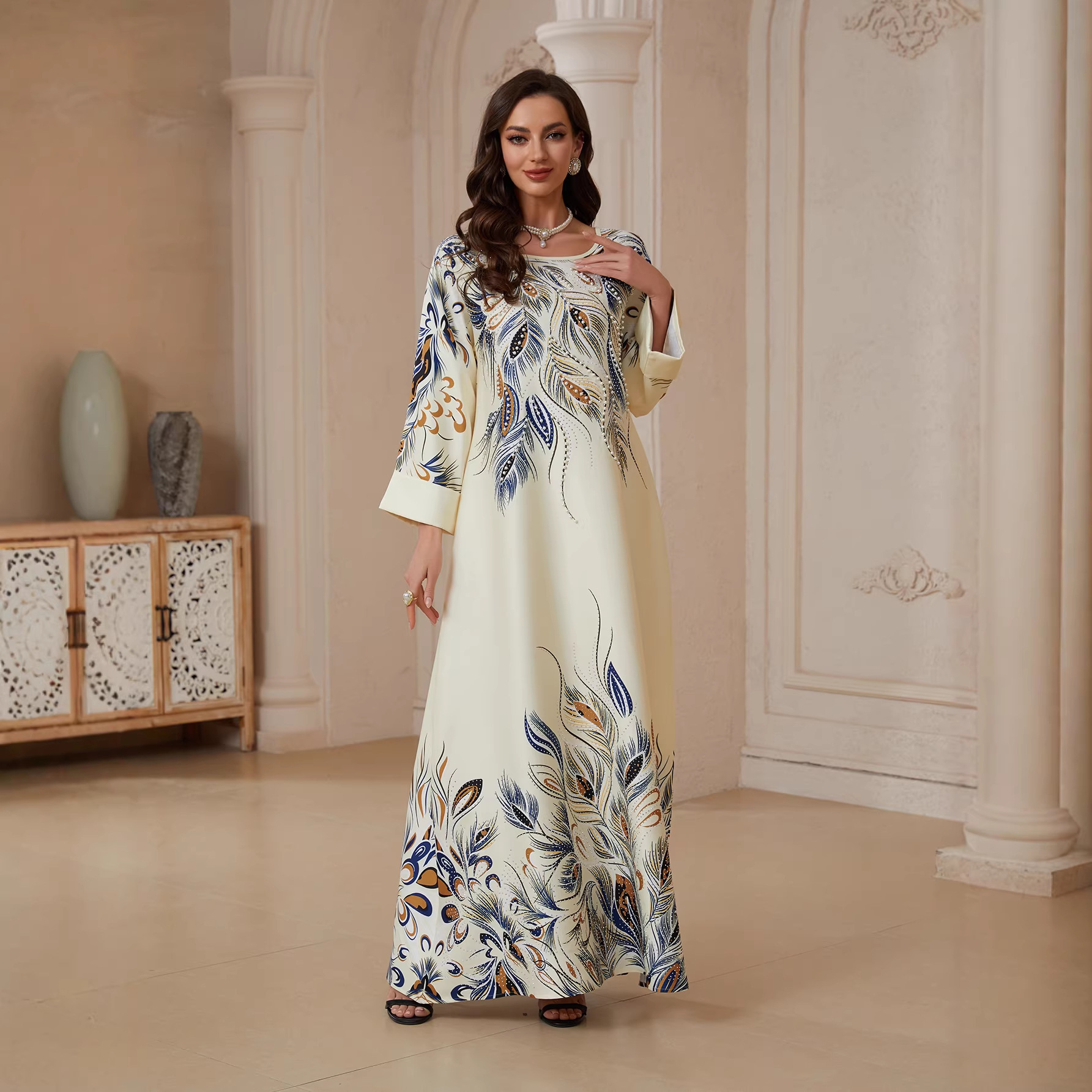 Embroidery Yellow Dress - Sw2611 Traditional Dresses And Beaded Printed