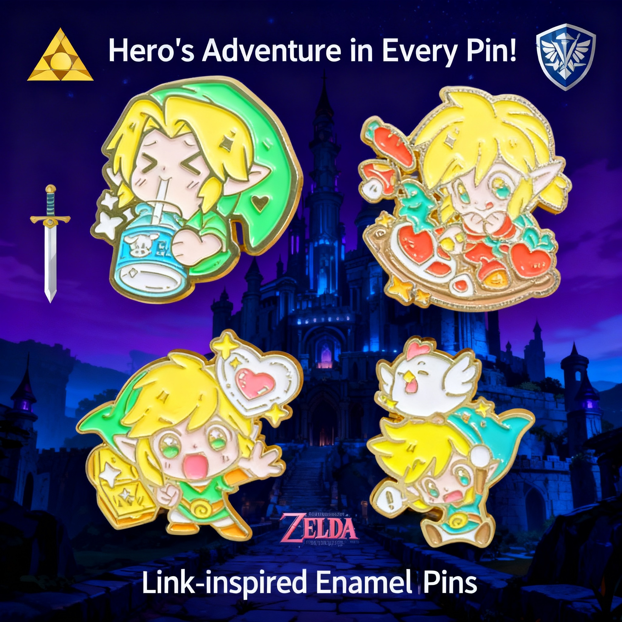 Embroidery Illustration - Adventure Game Badges Enamel Pin Brooches