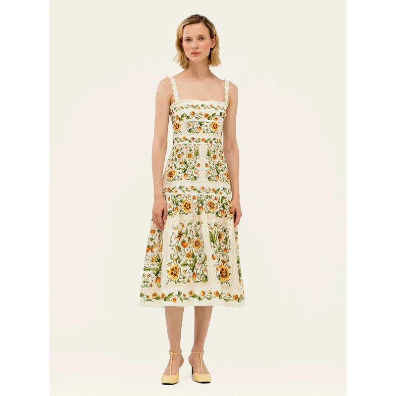 Embroidery Yellow Dress - 2026 Women Yellow Floral Embroidery Beaded