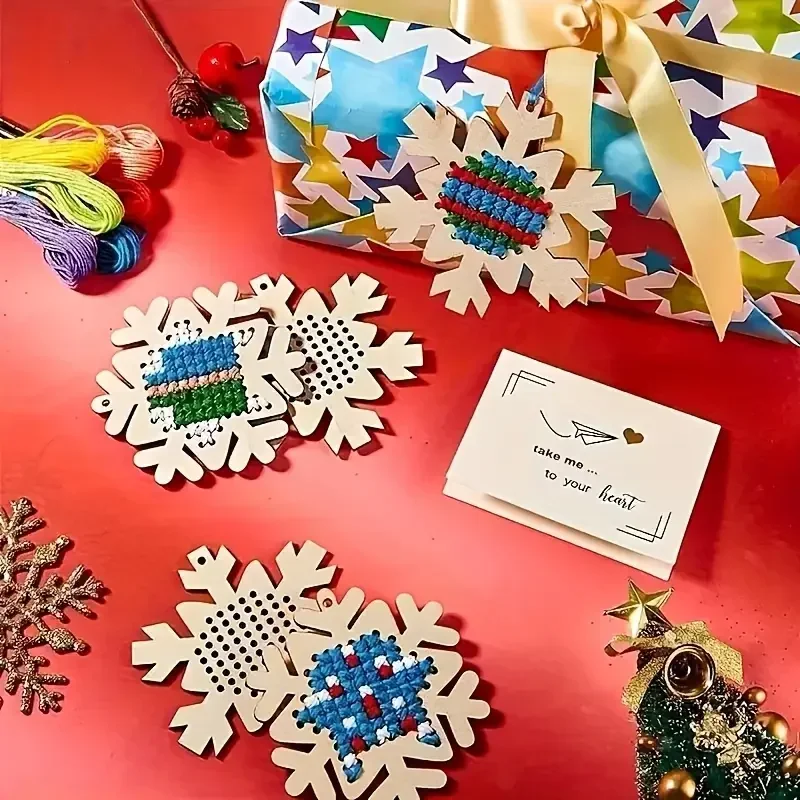 Embroidery Xmas Ornaments - 12Set Cross Stitch Hanging Pendant Gingerbread