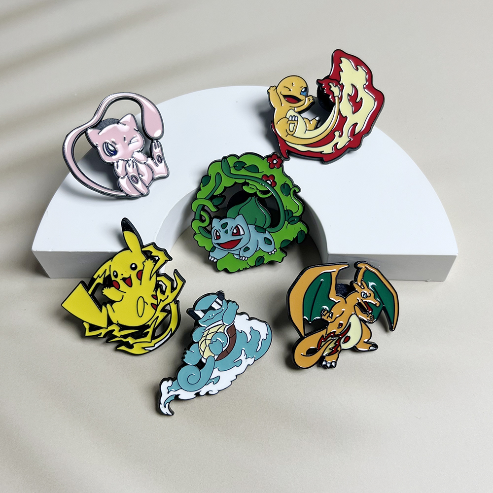 Embroidery Tulle - 6pcs Anime Pins Set Pokemon Enamel
