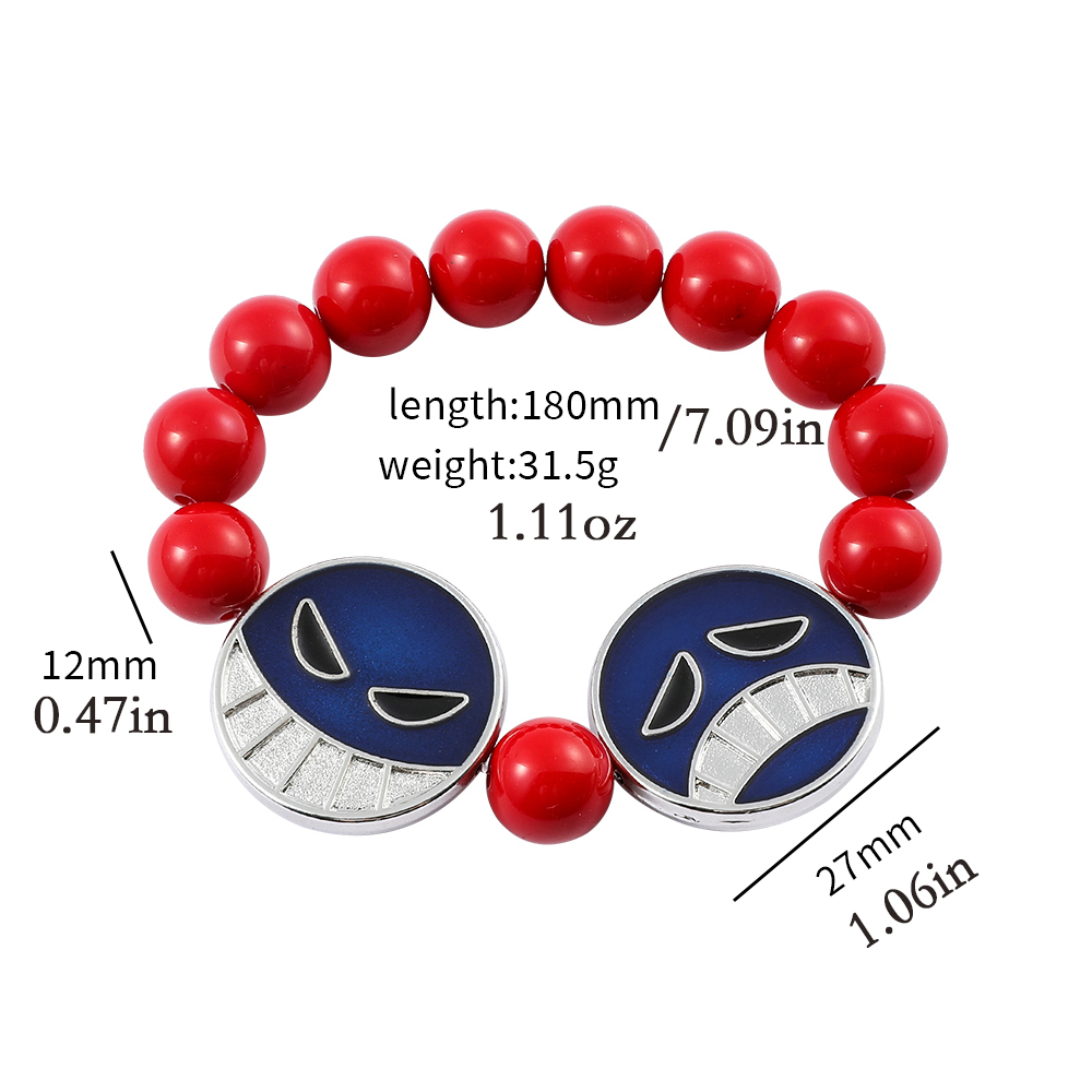 Anime Red Beads Face Bracelet  - Embroidery Illustration avaliação e preço