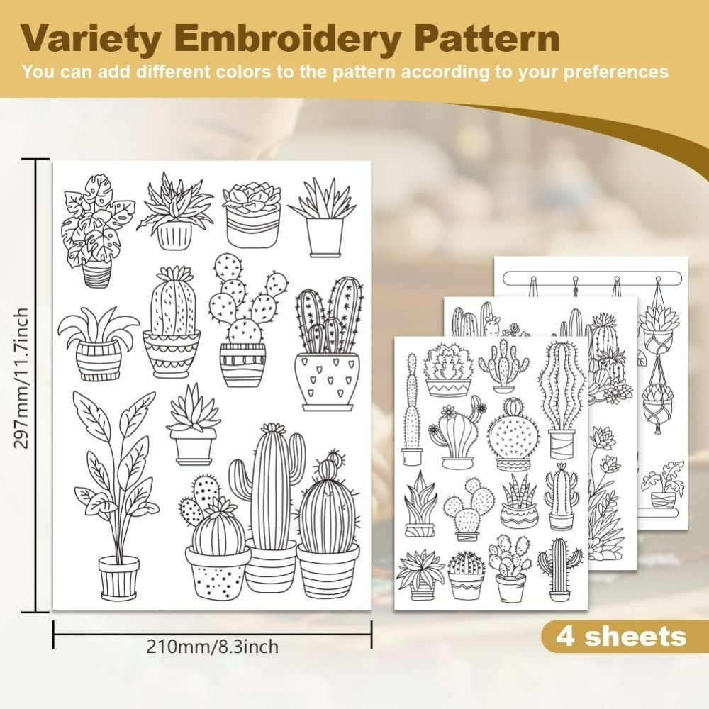 30Pcs Bonsai Cactus Embroidery - Embroidery Free Pattern avaliação e preço
