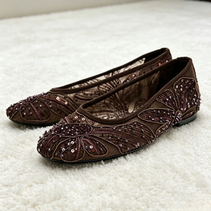 Luxury Designer Ballet Flats f - Embroidery Flat Shoes avaliação e preço