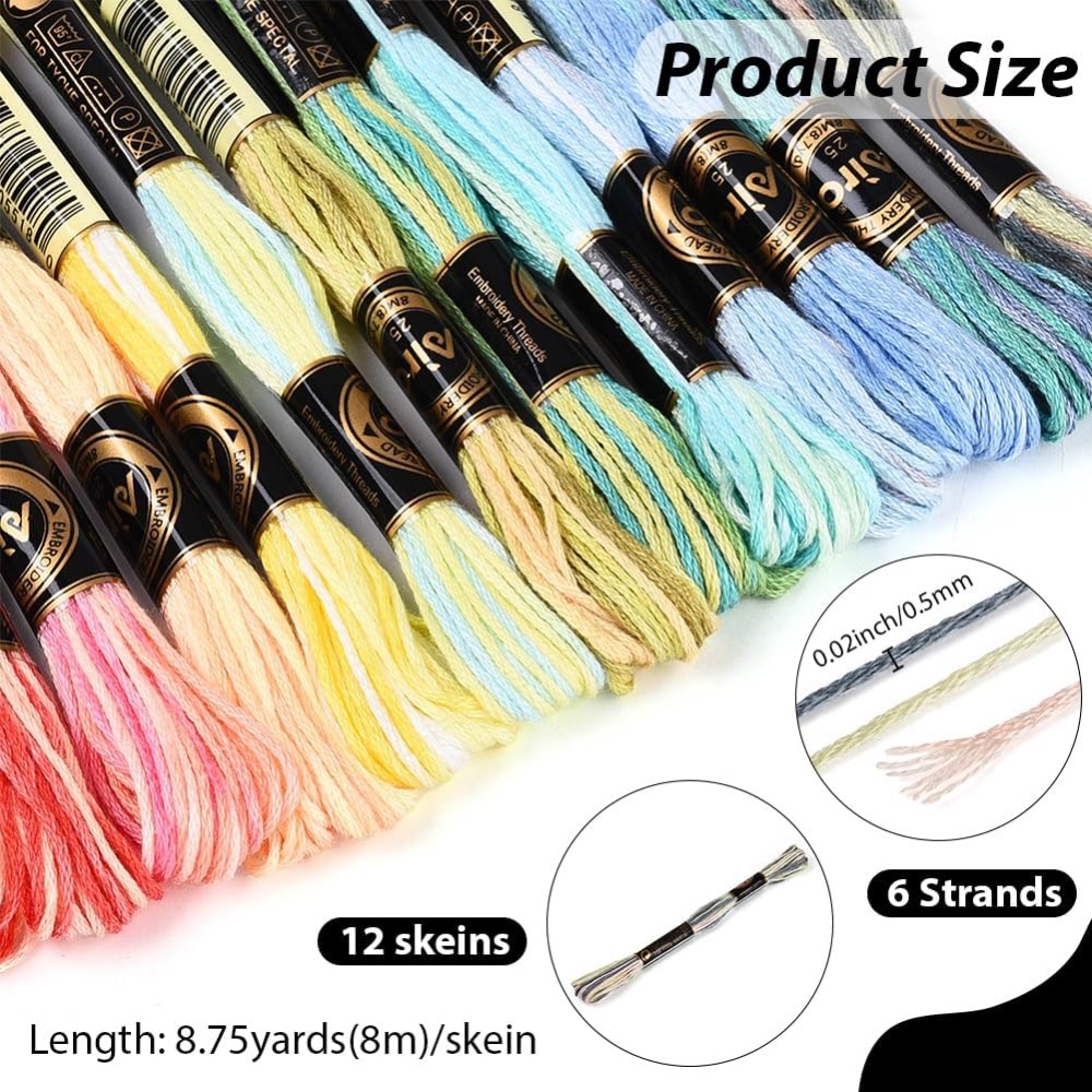 12 Skeins 105 Yards 6 Ply Vari - Embroidery Gradient avaliação e preço