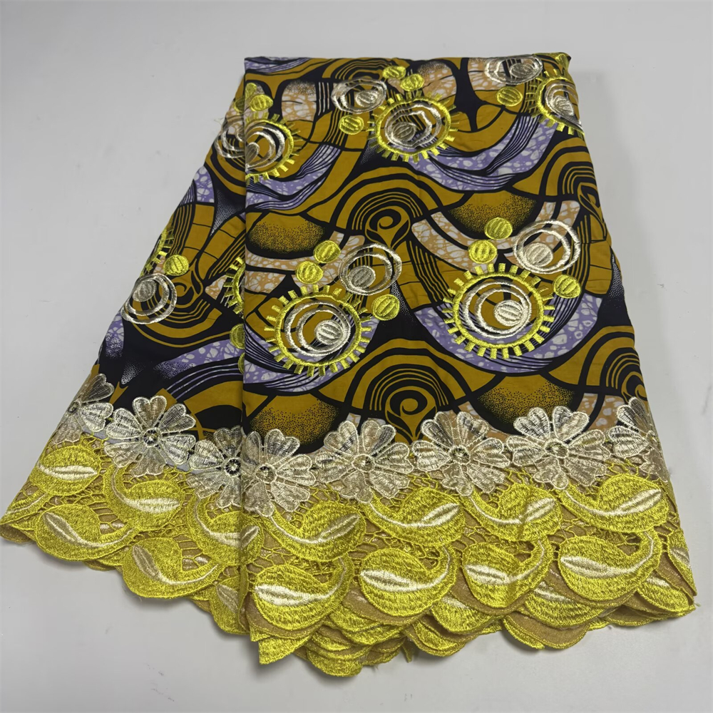 Wax Lace African Fabric French - Embroidery Yellow Dress avaliação e preço