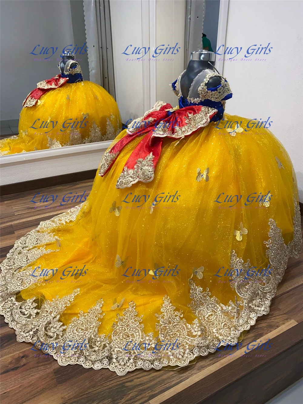 Quality Butterfly Applique Lov - Embroidery Yellow Dress avaliação e preço
