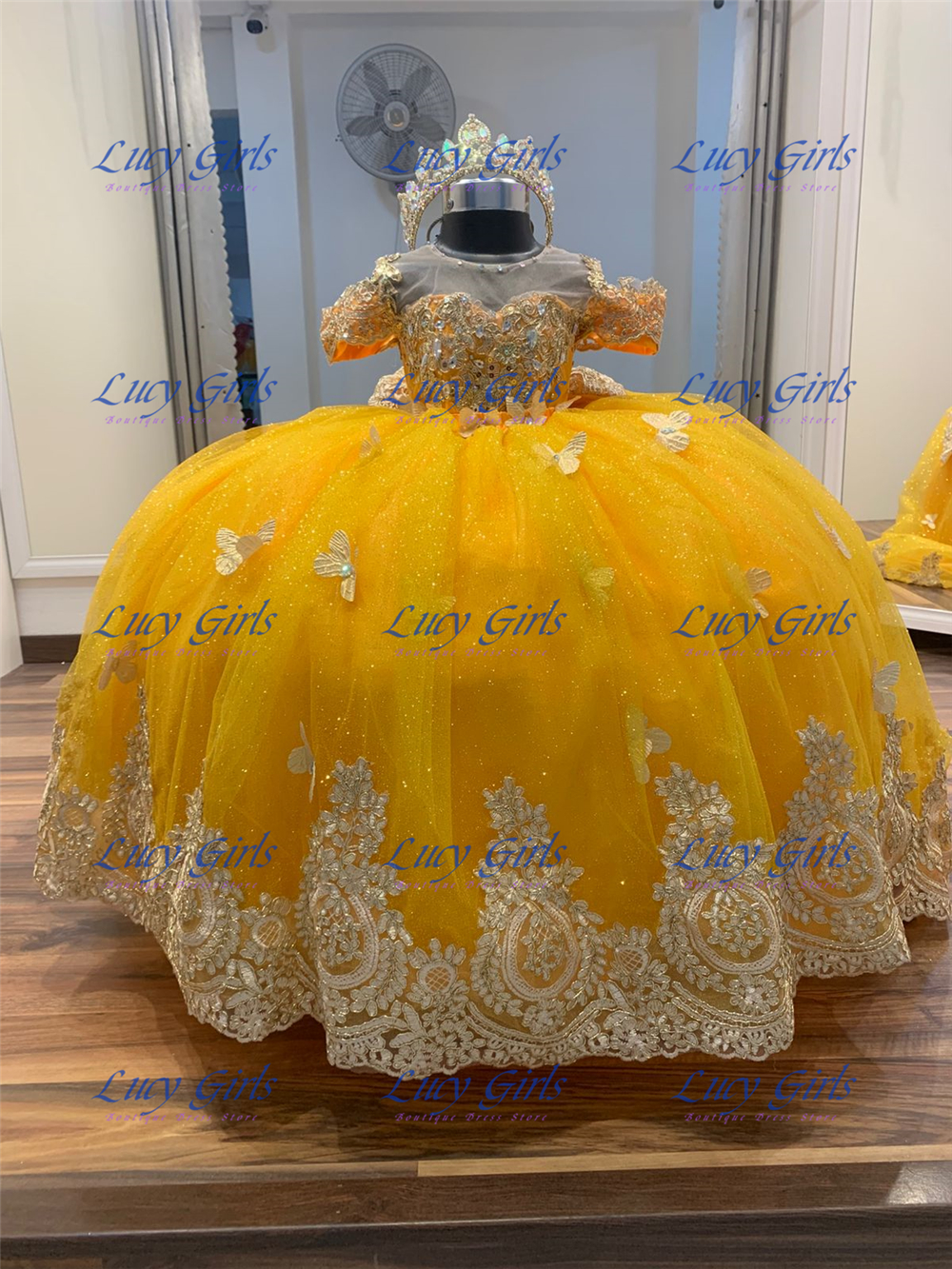 Quality Butterfly Applique Lov - Embroidery Yellow Dress avaliação e preço