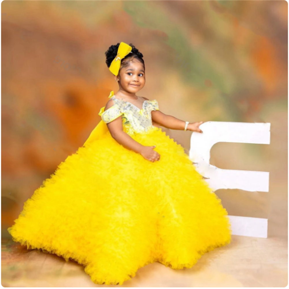 Lovely Yellow Flower Girls Dre - Embroidery Yellow Dress avaliação e preço