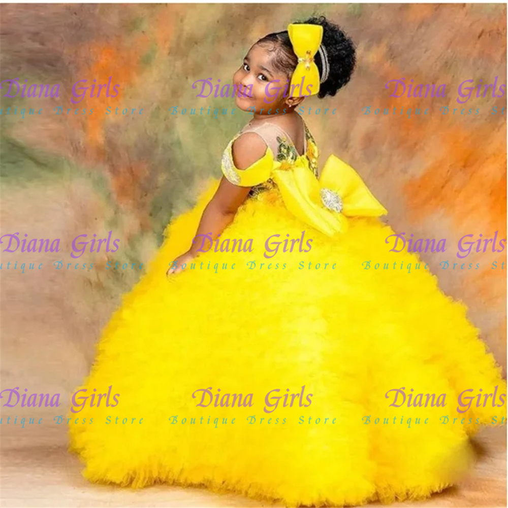 Lovely Yellow Flower Girls Dre - Embroidery Yellow Dress avaliação e preço