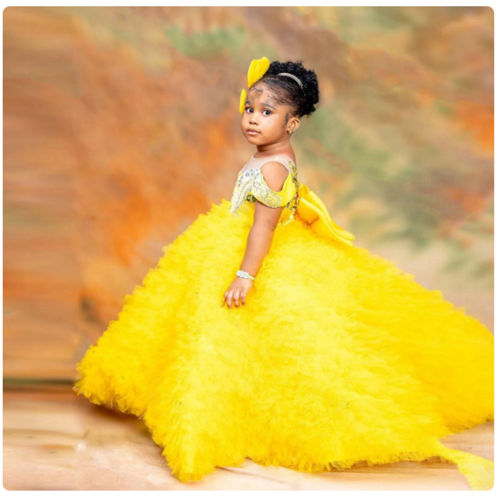 Lovely Yellow Flower Girls Dre - Embroidery Yellow Dress avaliação e preço