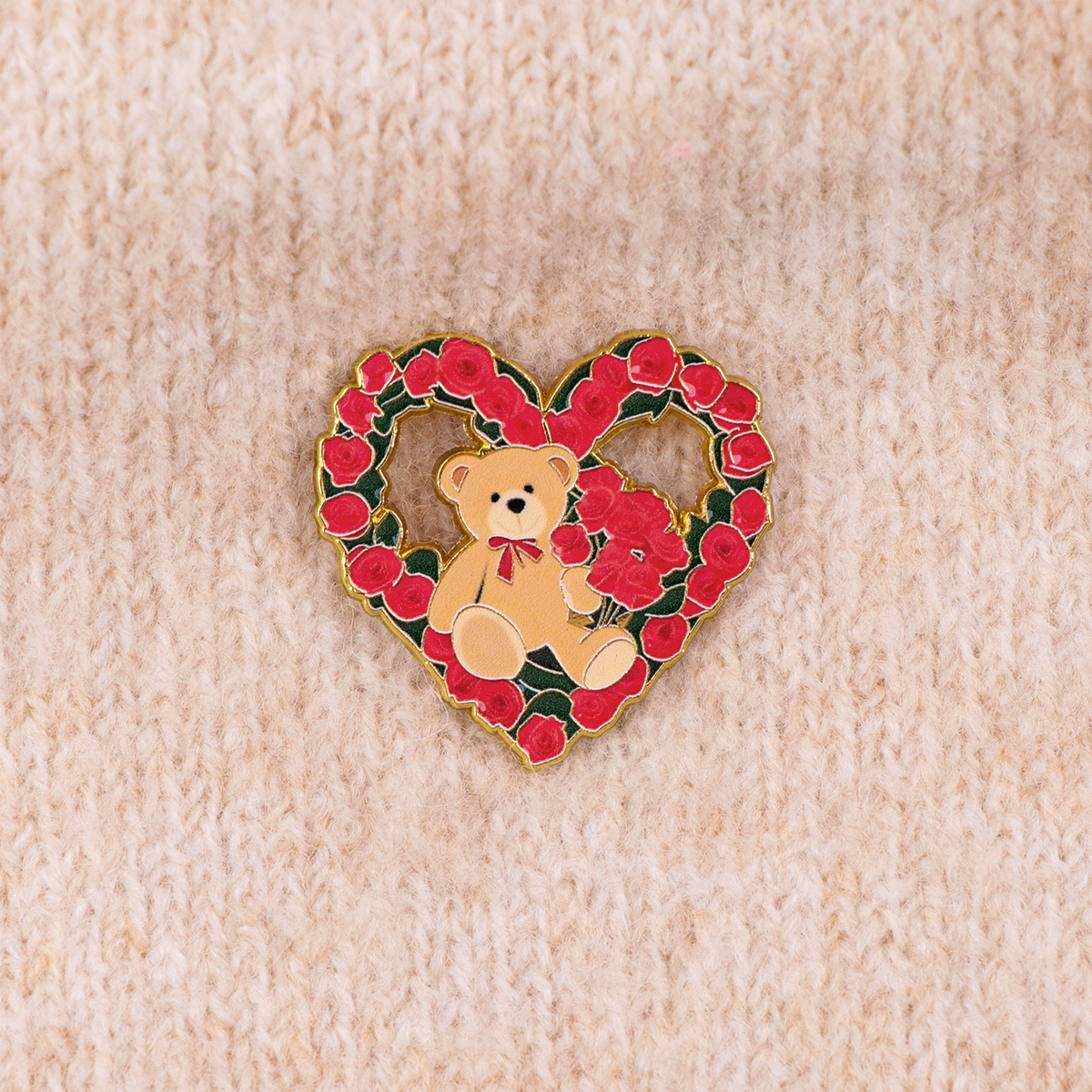 Fox Rose Bear Enamel Pins Anim - Embroidery Tulle avaliação e preço