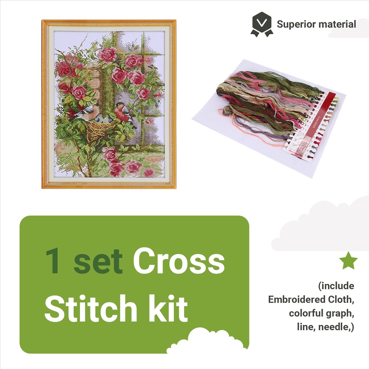 DIY Handmade Needlework Set Em - Embroidery Free Pattern avaliação e preço