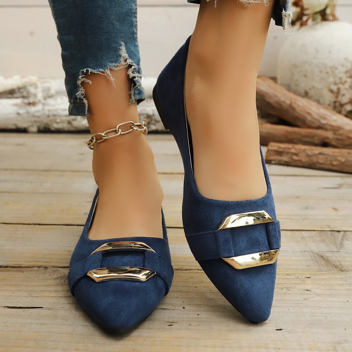 Spring and Autumn Elegant Poin - Embroidery Flat Shoes avaliação e preço