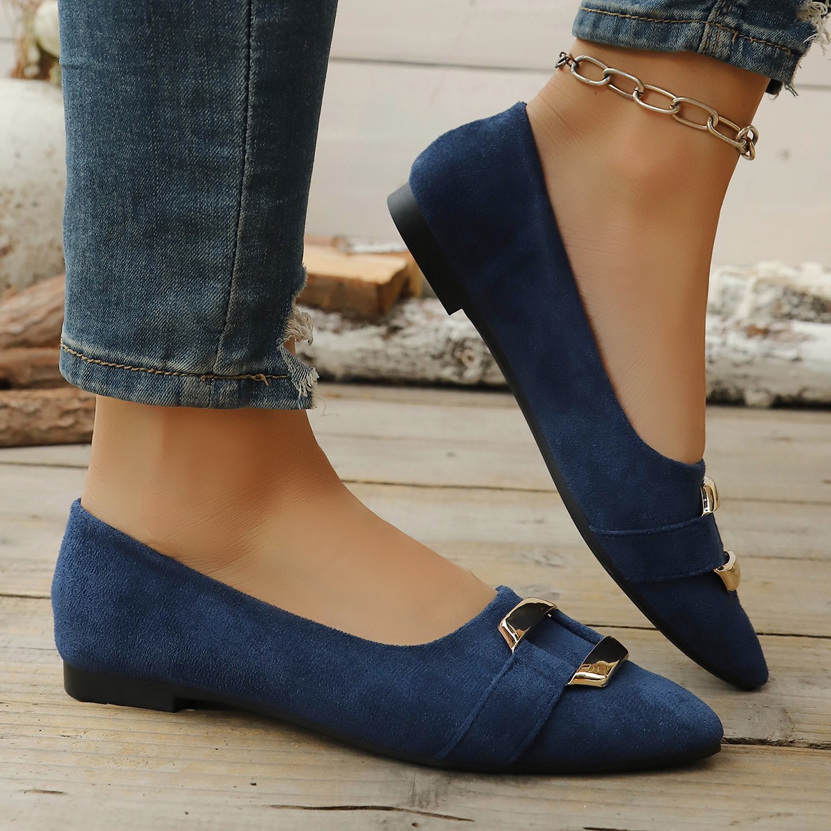 Spring and Autumn Elegant Poin - Embroidery Flat Shoes avaliação e preço