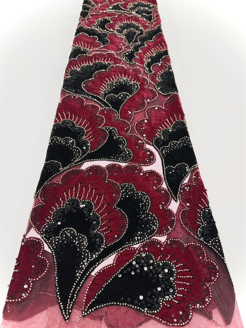 New African Velvet Lace Fabric - Embroidery Gradient avaliação e preço