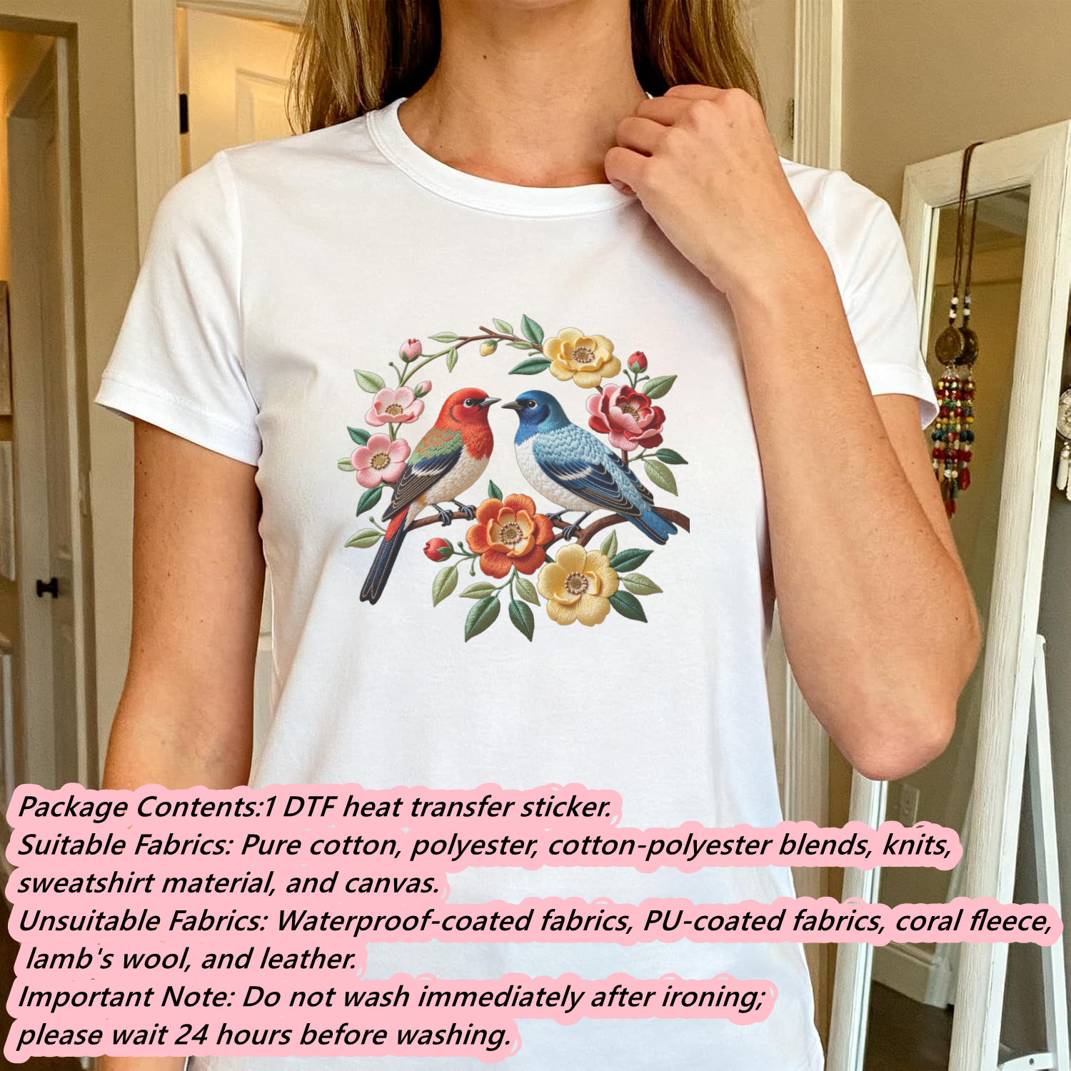 1 Piece of Bird Pattern Clothi - Embroidery Free Pattern avaliação e preço