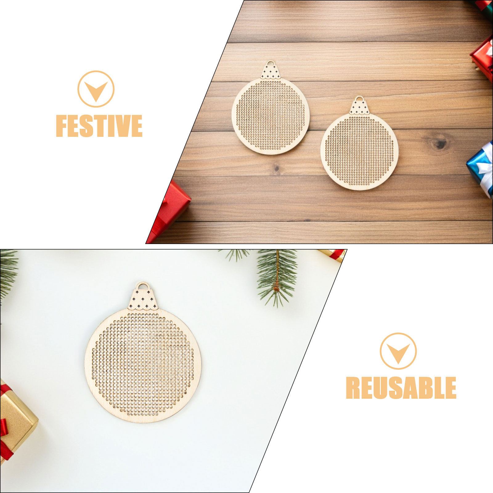 12Pcs Christmas Wooden Cross S - Embroidery Xmas Ornaments avaliação e preço