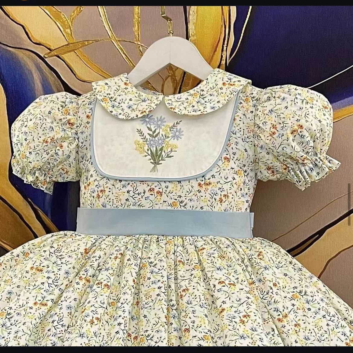 0-12Y Baby Girl Summer Flower  - Embroidery Yellow Dress avaliação e preço