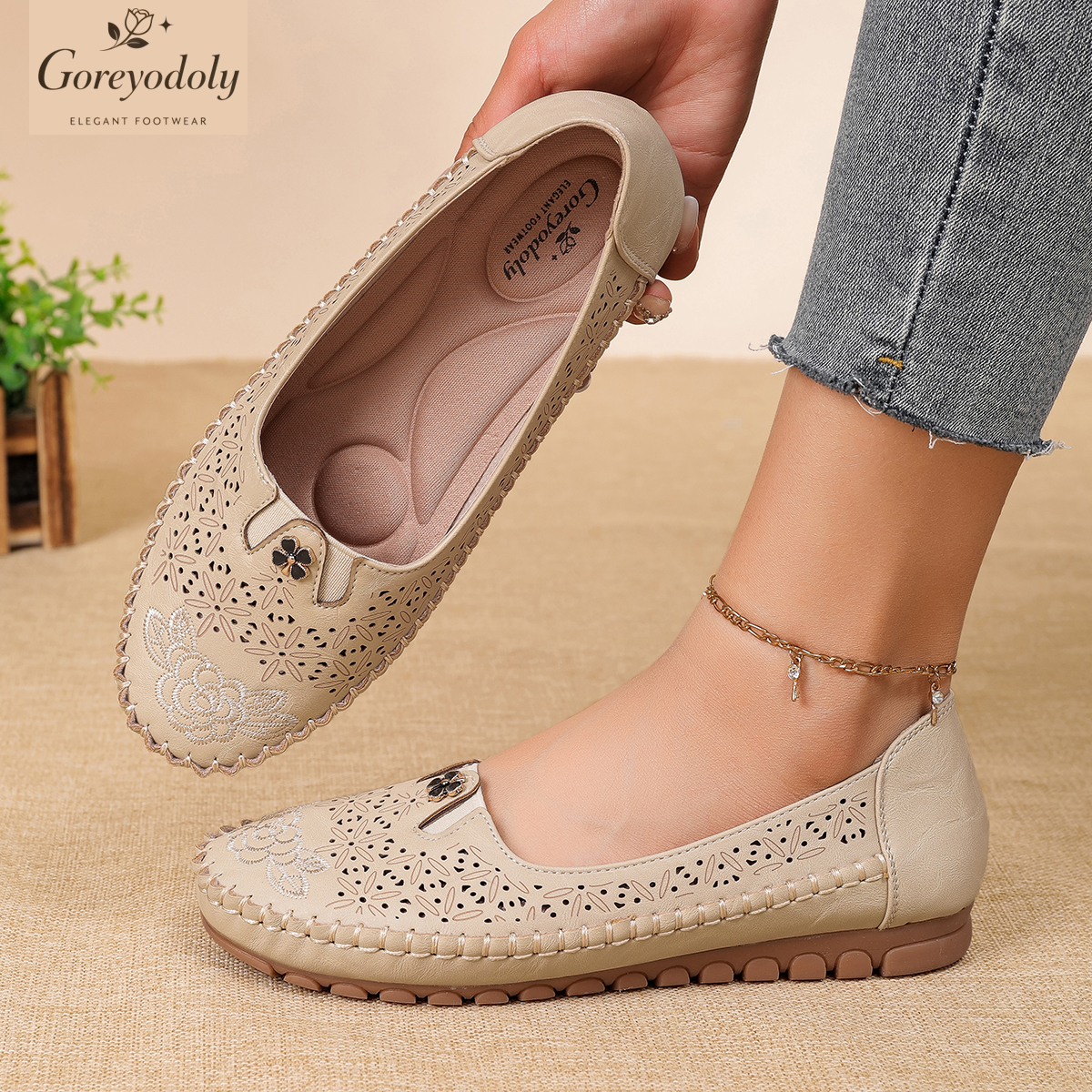 Goreyodoly women loafers flora - Embroidery Design avaliação e preço