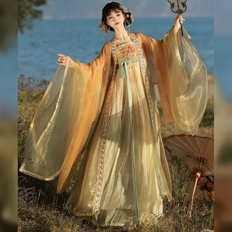 Women's Traditional Chinese Ha - Embroidery Yellow Dress avaliação e preço