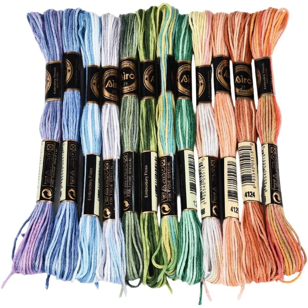 12 Skeins 105 Yards Cross Stit - Embroidery Gradient avaliação e preço