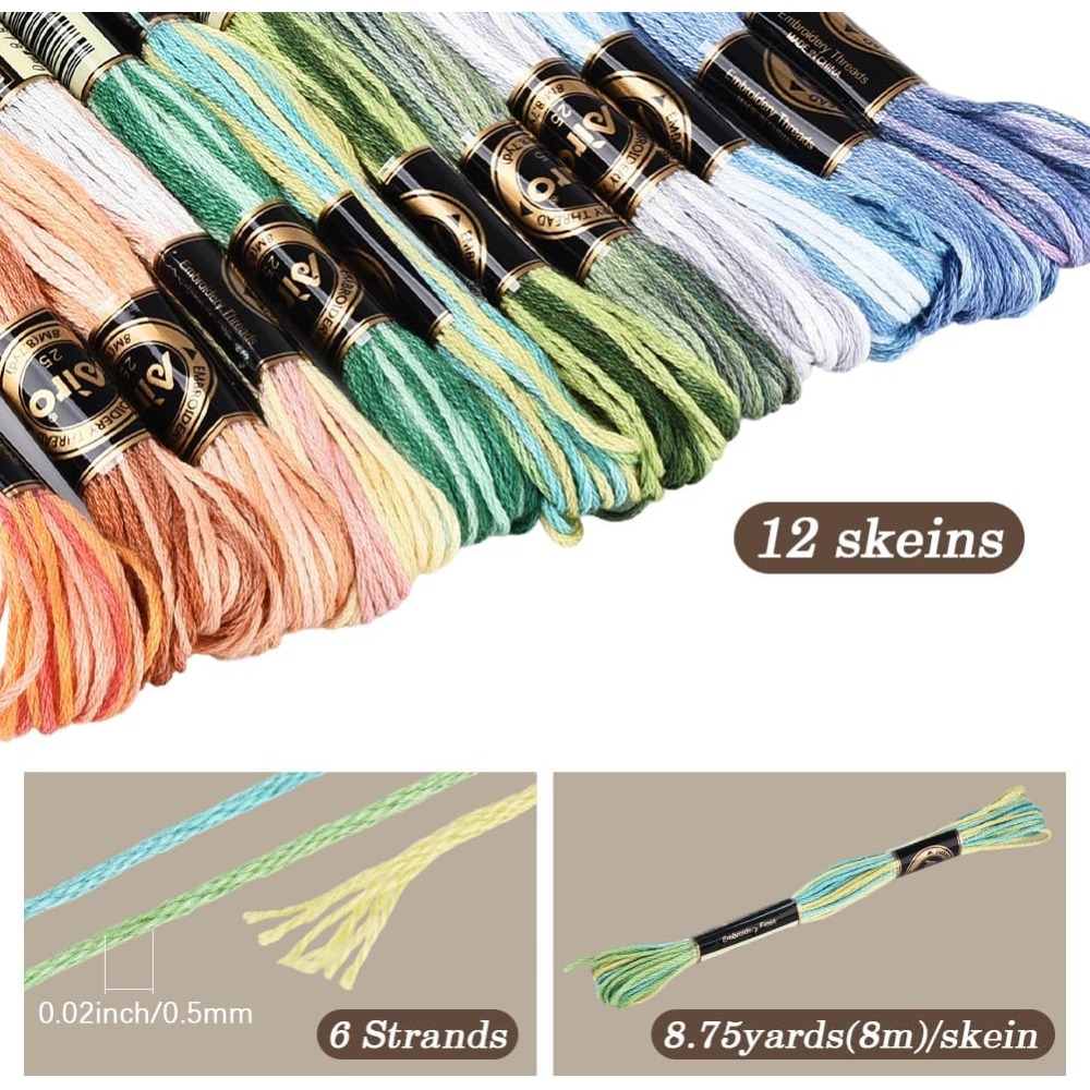 12 Skeins 105 Yards Cross Stit - Embroidery Gradient avaliação e preço