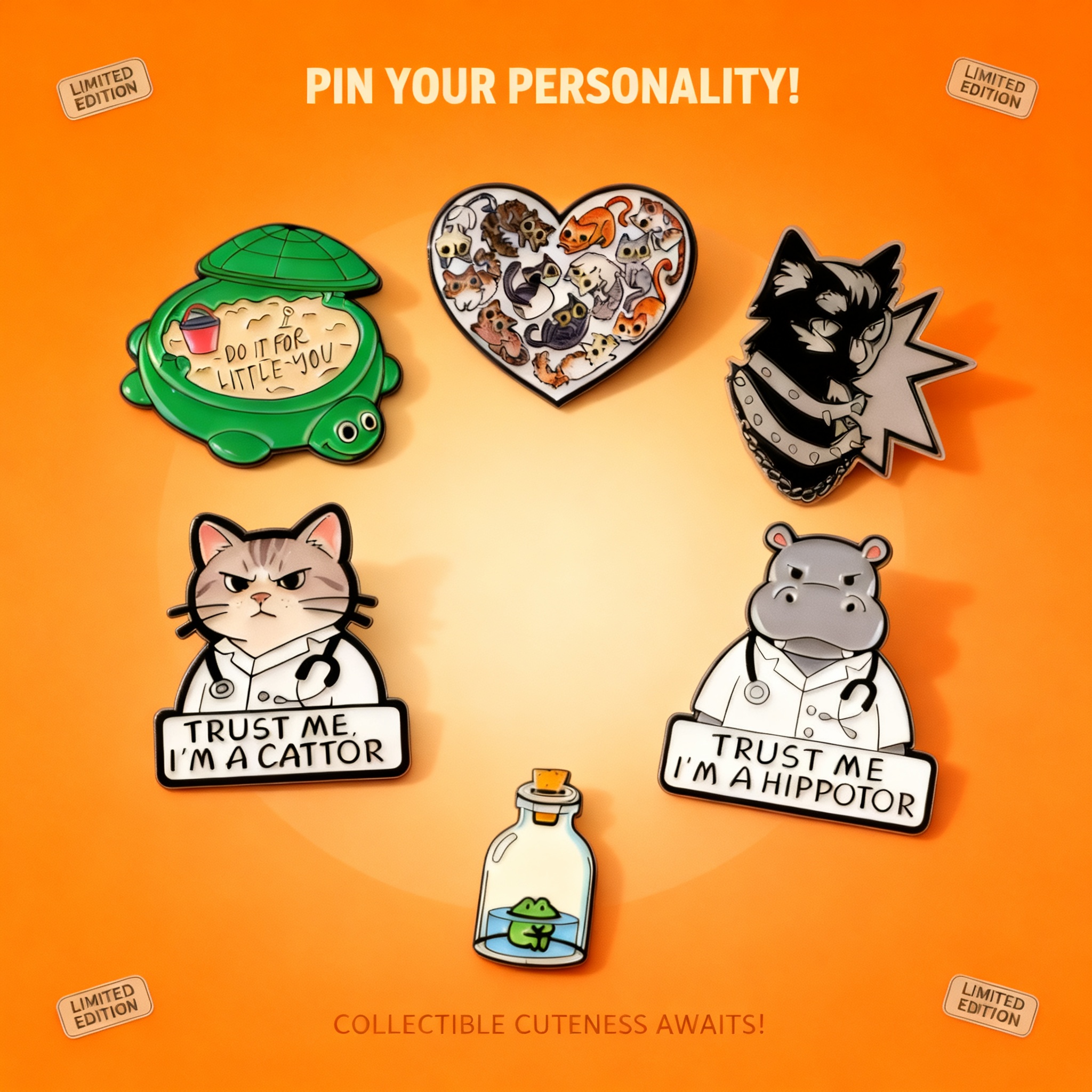 Cute Cat Doctor Enamel Pin Car - Embroidery Illustration avaliação e preço