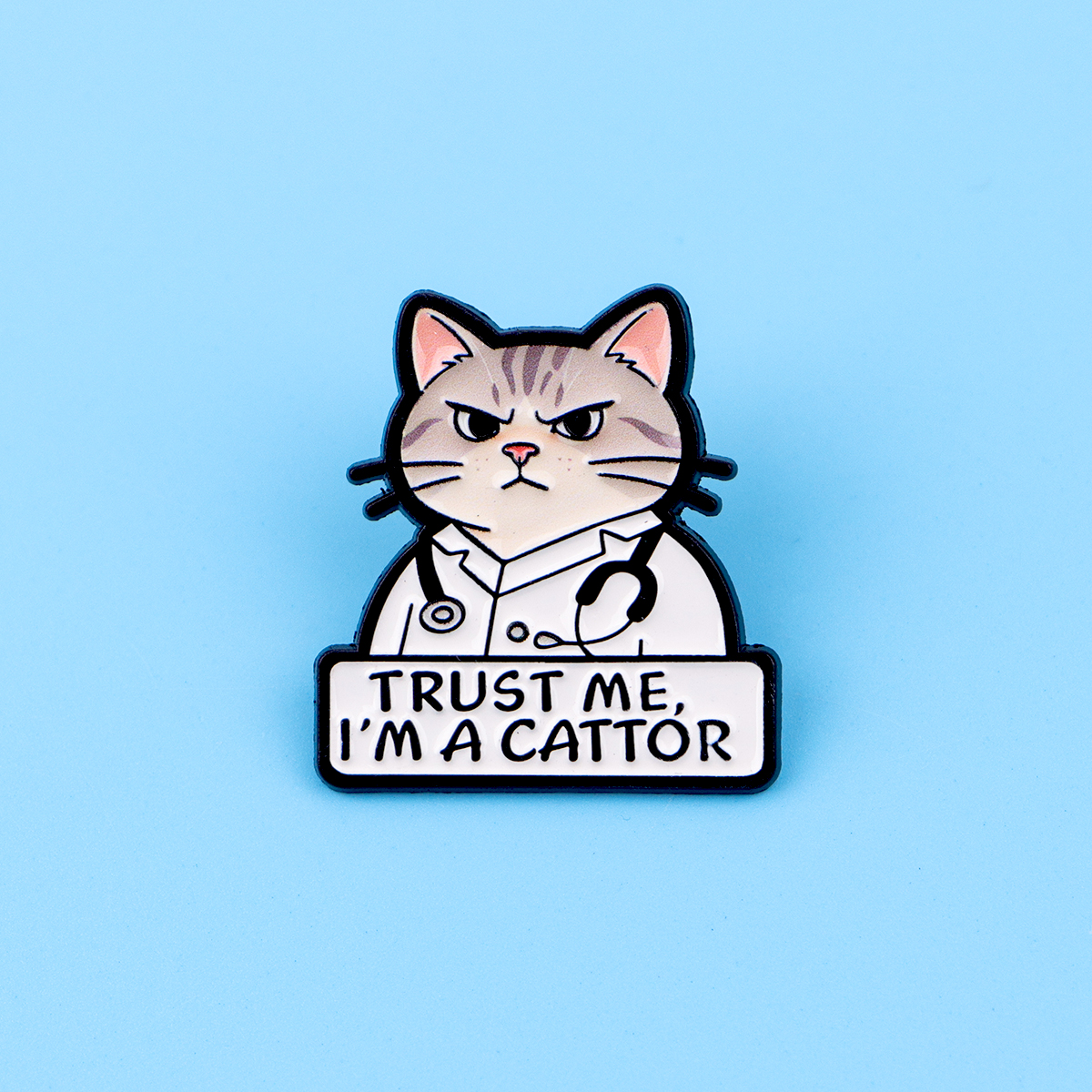 Cute Cat Doctor Enamel Pin Car - Embroidery Illustration avaliação e preço