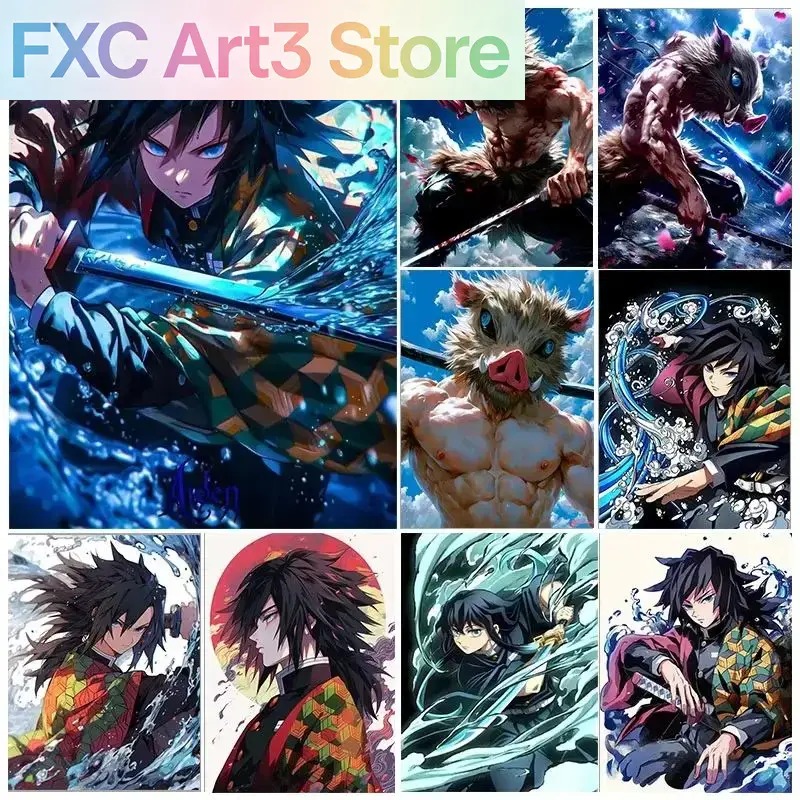 Frameless,1PCS Demon Slayer Fu - Embroidery Art Painting avaliação e preço