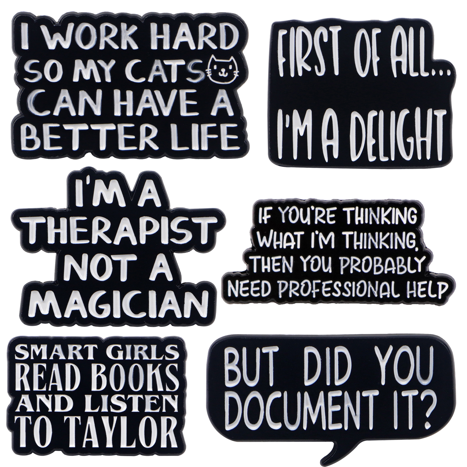 Satirical Quotes Enamel Pin Ba - Embroidery Illustration avaliação e preço
