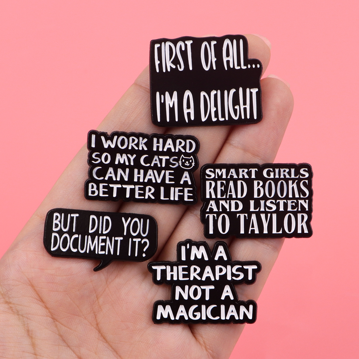 Satirical Quotes Enamel Pin Ba - Embroidery Illustration avaliação e preço