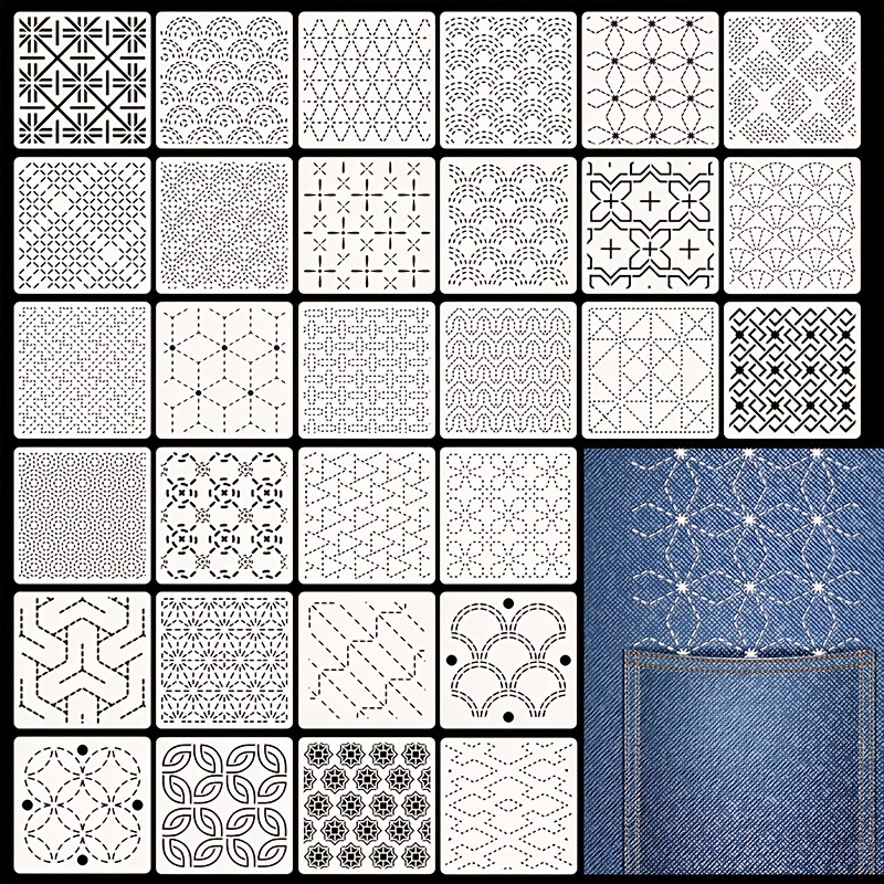 30Pcs Embroidery Templates DIY - Embroidery Free Pattern avaliação e preço