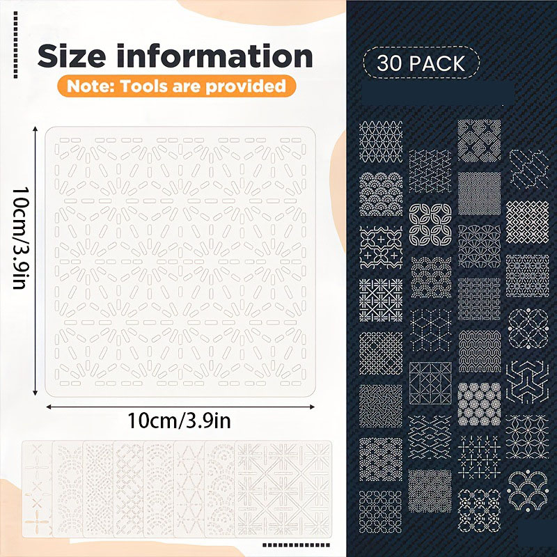 30Pcs Embroidery Templates DIY - Embroidery Free Pattern avaliação e preço