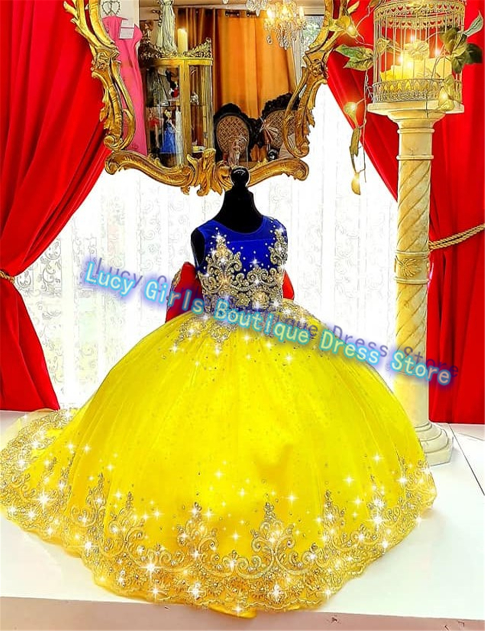 Luxuriously Yellow Flower Girl - Embroidery Yellow Dress avaliação e preço