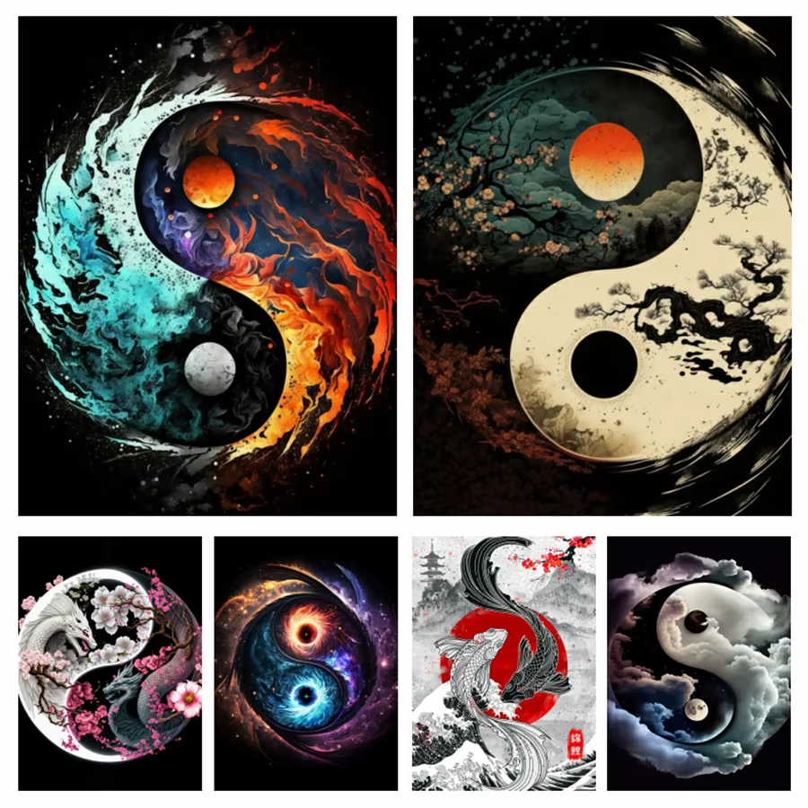 1PC frameless Yin Yang Tree 5D - Embroidery Free Pattern avaliação e preço
