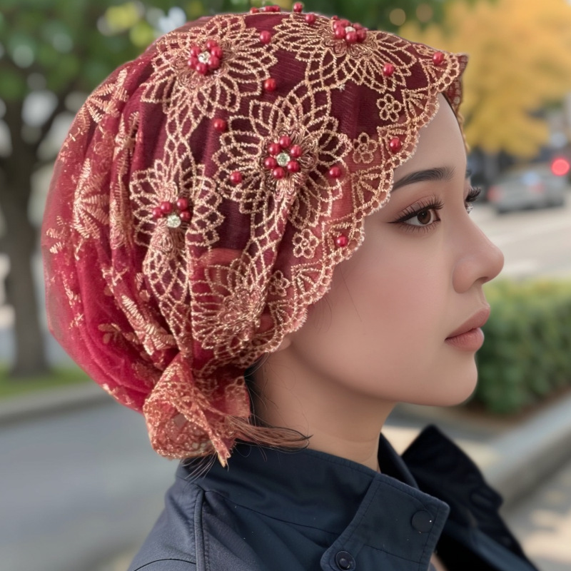 Women Stylish Headscarf Hat Em - Embroidery Hat Machine avaliação e preço