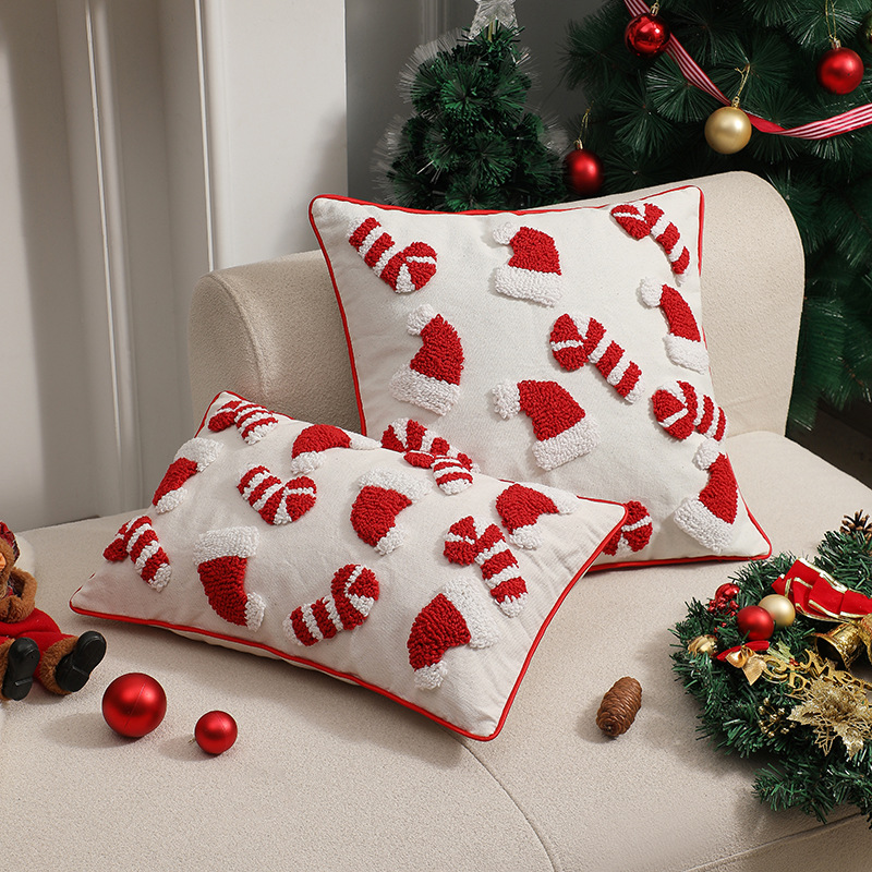 Red Christmas Pillow Cover Dec - Embroidery Xmas Ornaments avaliação e preço