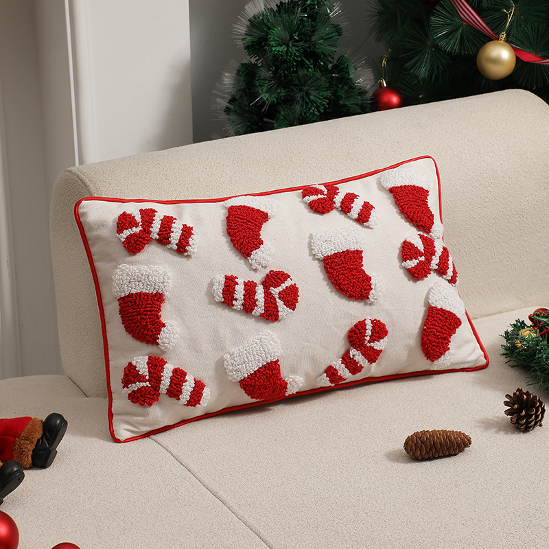 Red Christmas Pillow Cover Dec - Embroidery Xmas Ornaments avaliação e preço