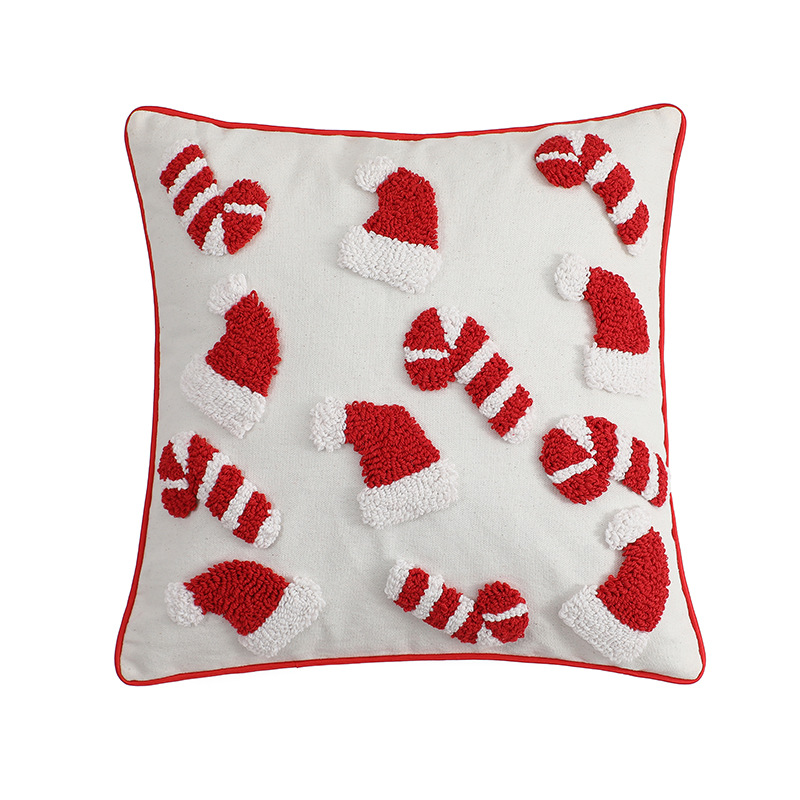 Red Christmas Pillow Cover Dec - Embroidery Xmas Ornaments avaliação e preço