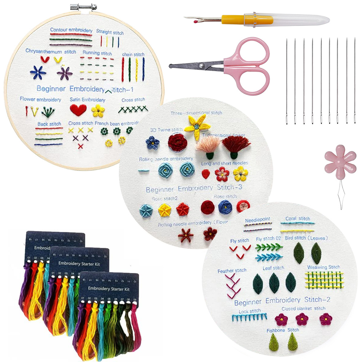 DIY Embroidery Stitch Practice - Embroidery Guide Book avaliação e preço