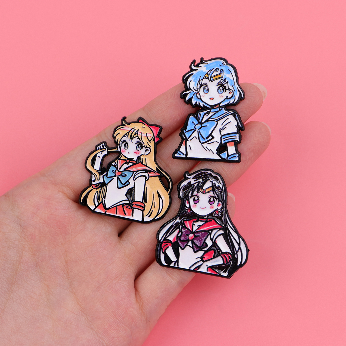 Cute Girls Enamel Pin Manga An - Embroidery Illustration avaliação e preço