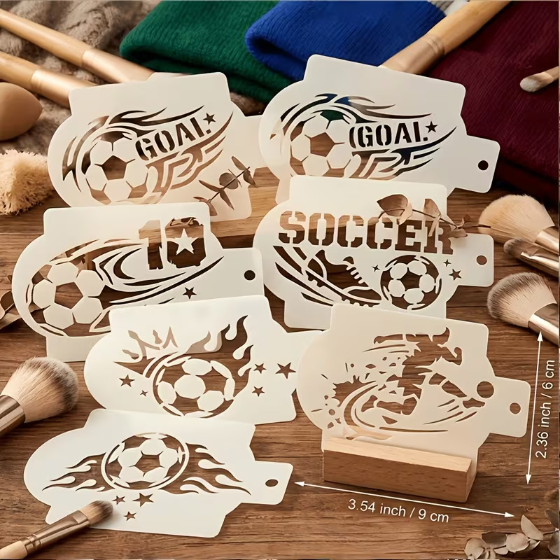 6Pcs Football Stencils for Pai - Embroidery Art Painting avaliação e preço