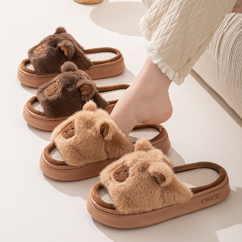 Hemp Cartoon Women's Slippers  - Embroidery Flat Shoes avaliação e preço