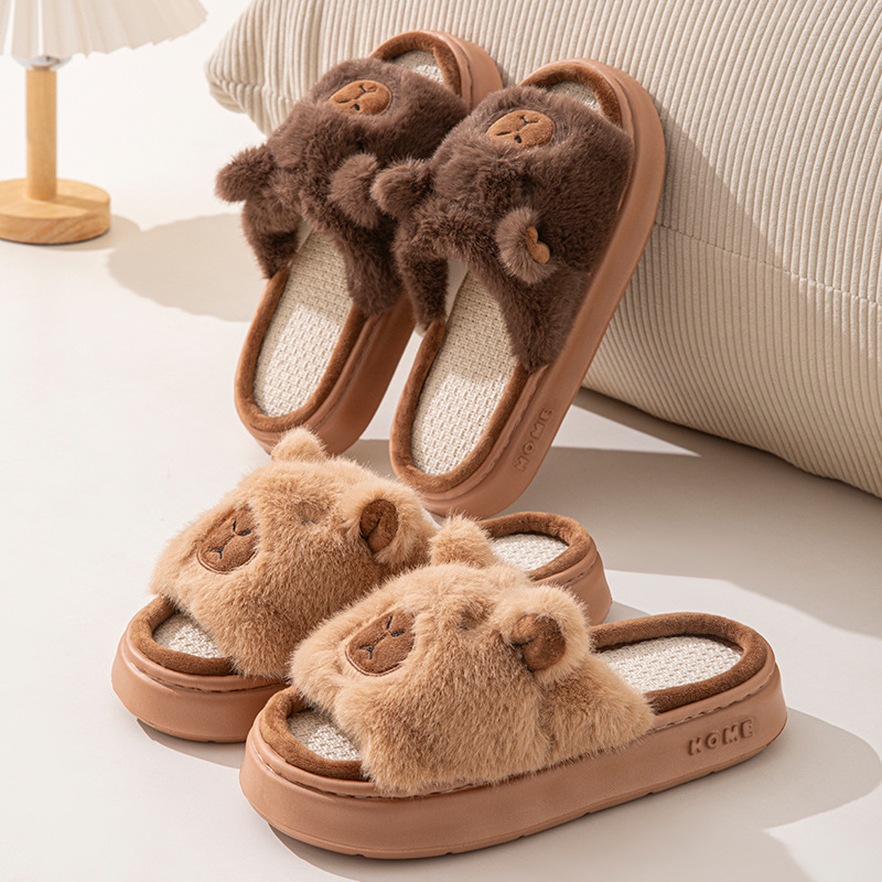Hemp Cartoon Women's Slippers  - Embroidery Flat Shoes avaliação e preço