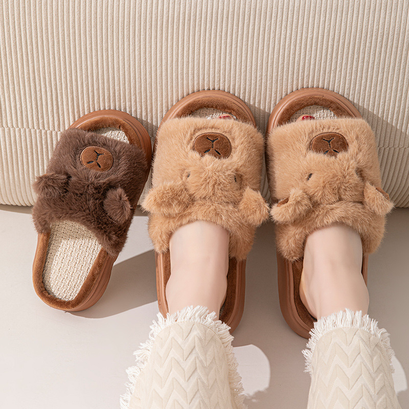Hemp Cartoon Women's Slippers  - Embroidery Flat Shoes avaliação e preço