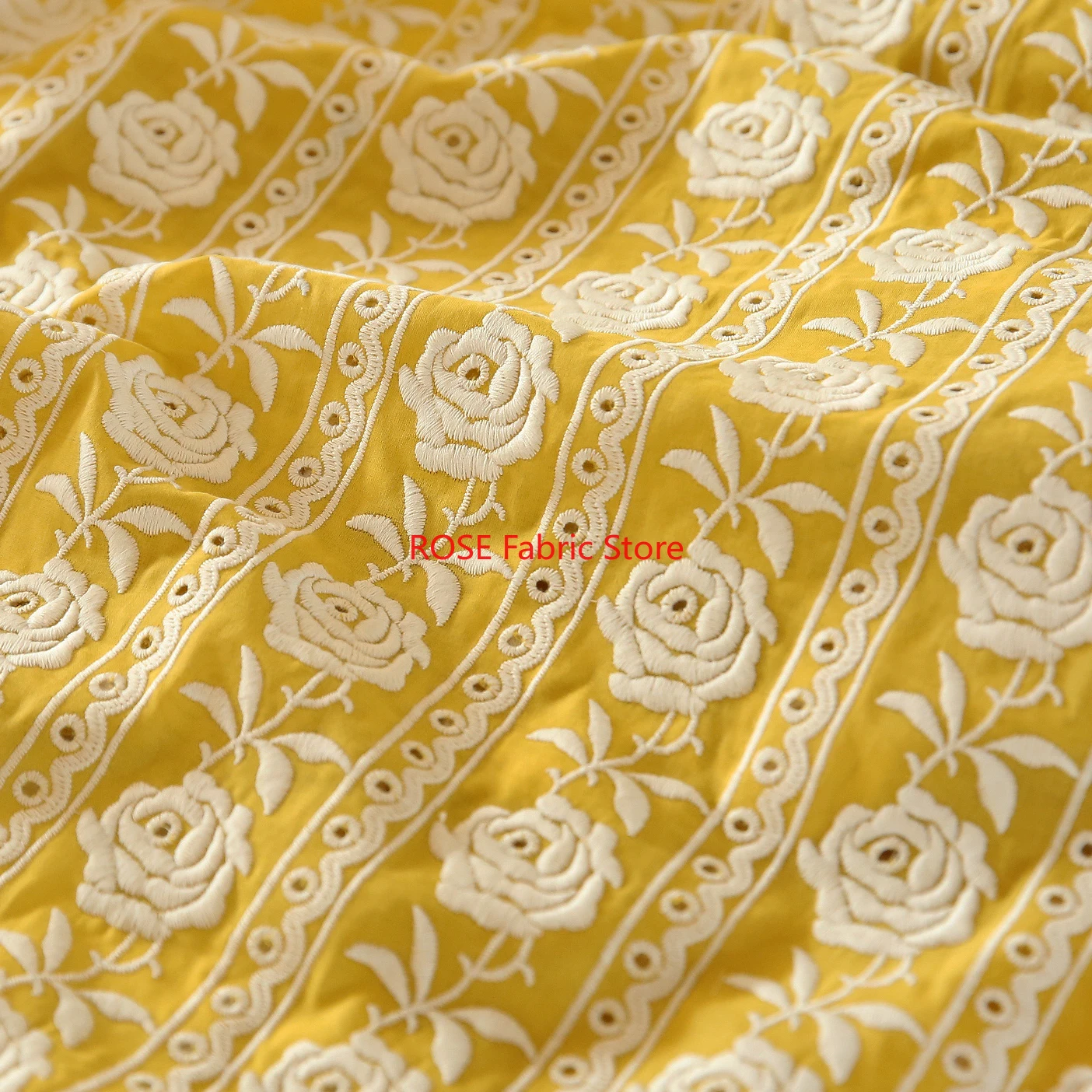 French Cotton Yellow Rose Heav - Embroidery Yellow Dress avaliação e preço